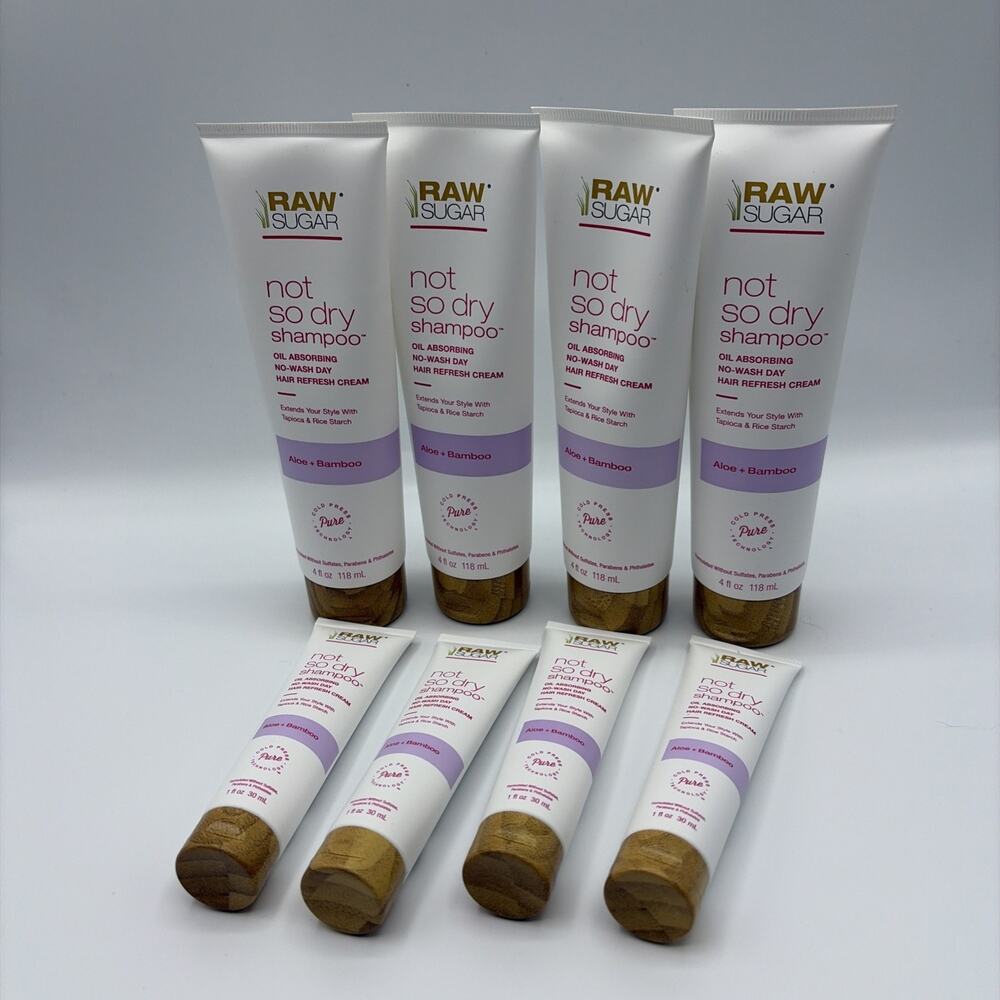 Lot Of 8 Raw Sugar, Not So Dry Shampoo, Aloe + Bamboo, 4 4Oz -4 1 Oz each sealed